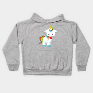 Christmas Unicorn, Cute Unicorn, Scarf, New Year Kids Hoodie